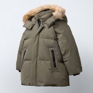 Zara Kids Puffer Jacket with Faux Fur Hood